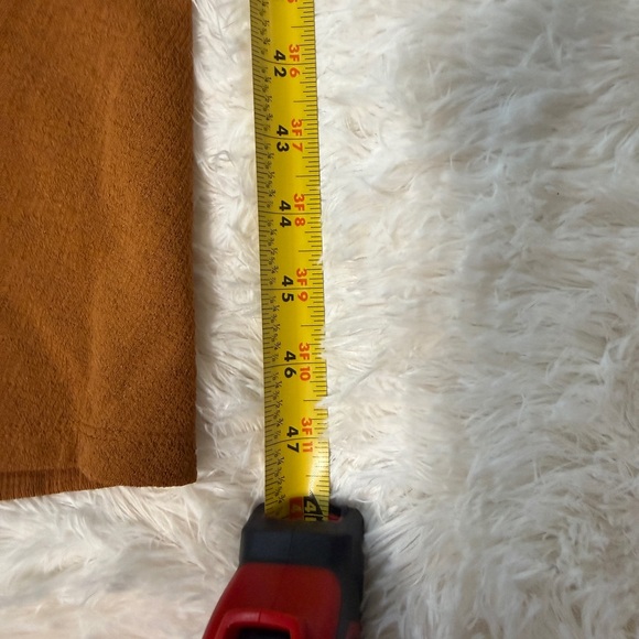 H&M Rust Camel Ruched Button Front Long Sleeve Ruched Dress - Picture 8 of 8